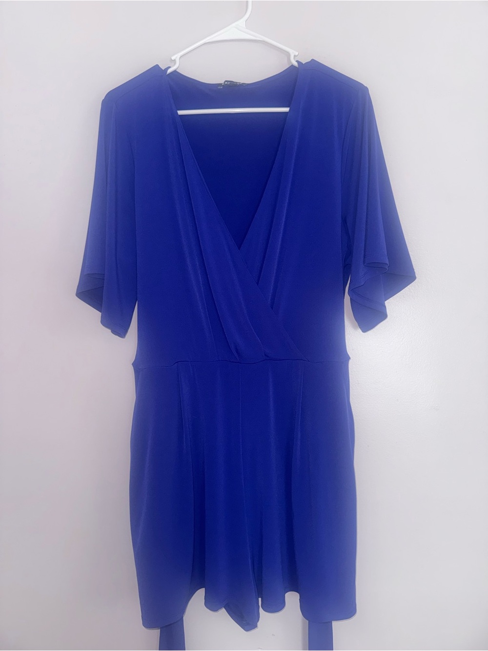 Express Royal Blue Surplice Short Sleeve Romper